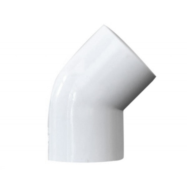 Codo de PVC de 45 grados, diseño resistente y fácil de instalar, ideal para sistemas de tuberías.