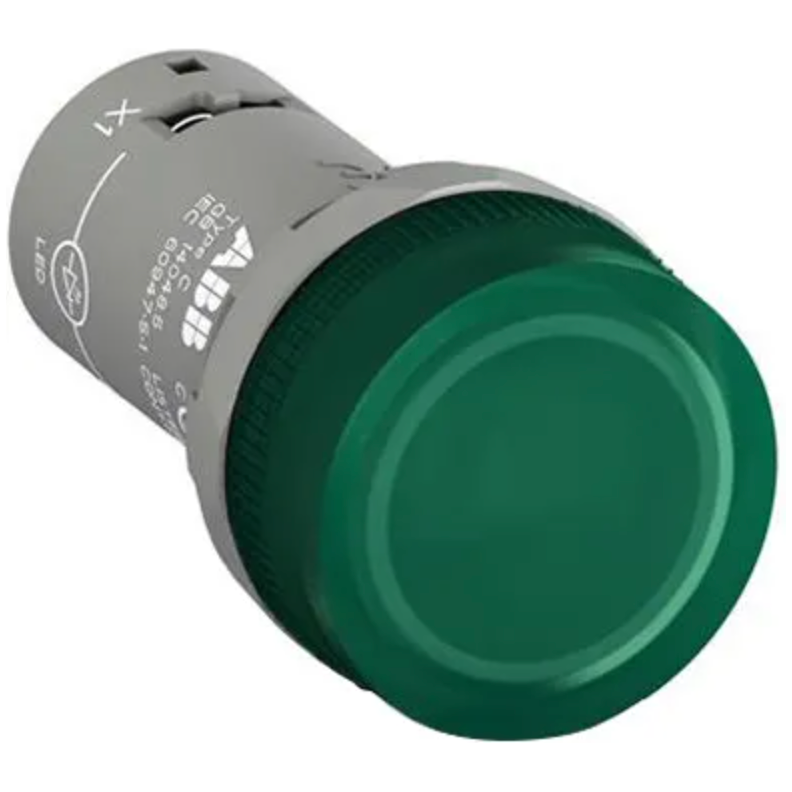 ABB Luz Piloto Compacta CL2-502G con LED Verde 24V AC/DC, resistente y confiable para aplicaciones industriales.